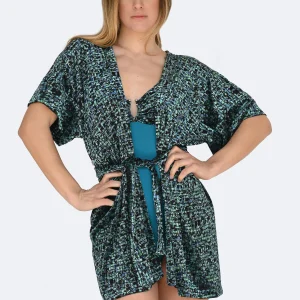 Kimono in velluto verde