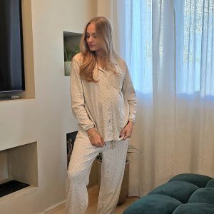 Pigiama caldo cotone aperto beige Admas