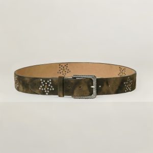 Fibbia zeta e cintura in camoscio con borchie 40mm