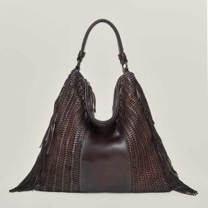 Vasia – Shopper in pelle intrecciata con frange
