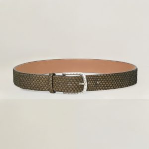 Fibbia Scar e cintura in pelle stampata pitone 40mm