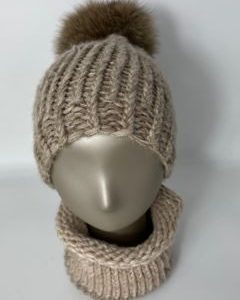 cappello e scaldacollo – tortora – sartoria