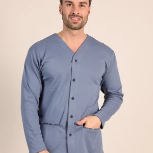 Pigiama Aperto Caldo Cotone Interlock Gary 6042