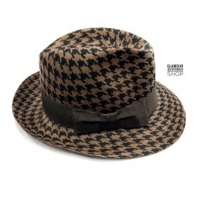 Cappello donna fedora in lana pied poule artigianale made in Italy bicolor Nina’s pied poule