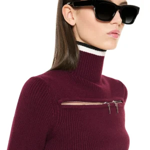 Maglia a coste con zip - BORDEAUX - AS51
