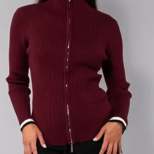 Maglia a coste con zip - BORDEAUX - AS52