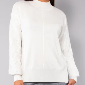 Maglia manica in pizzo - MILK - BC50