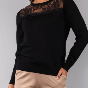 Maglia con pizzo - NERO - BC52