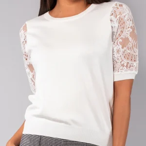 Maglia manica corta in pizzo -BC53