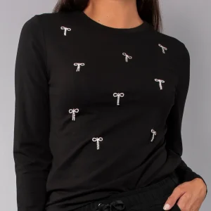 Maglia con strass fiocco - NERO - RG04