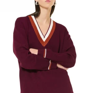 Maglia scollo a V viscosa - BORDEAUX - SO53