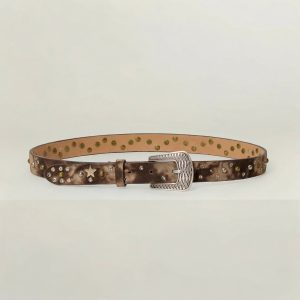 Fibbia nevada e cintura in camoscio e borchie 25mm