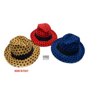 Cappello donna fedora in lana Pois artigianale made in Italy bicolor Grace’s Pois