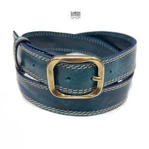 Cintura uomo donna vera pelle doppia cucitura fibia quadrata retrò Bologna MADE IN ITALY