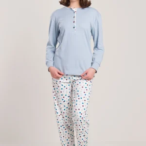 Pigiama Caldo Cotone Azzurro Gary V50010