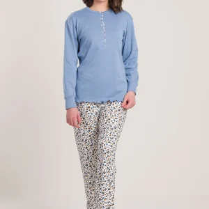 Pigiama Caldo Cotone Azzurro Gary V50065