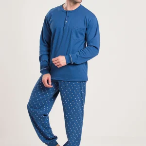 Pigiama Caldo Cotone Blu Gary V60020