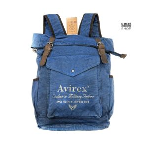 Zaino AVIREX uomo donna in canvas e pelle CNV0L-500 BACKPACK blu – verde