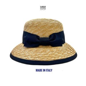 Cappello cloche estivo  circolare paglia donna maglina cucita MADE IN ITALY Clotilde
