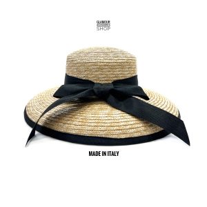 Cappello estivo largo circolare paglia donna maglina cucita MADE IN ITALY SOFIA
