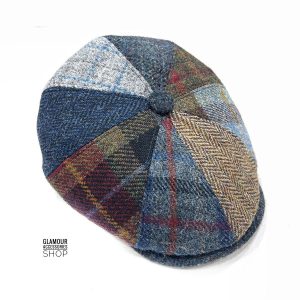 Coppola cappello invernale uomo donna patchwork 8 spicchi Harris Tweed MADE IN ITALY multicolor