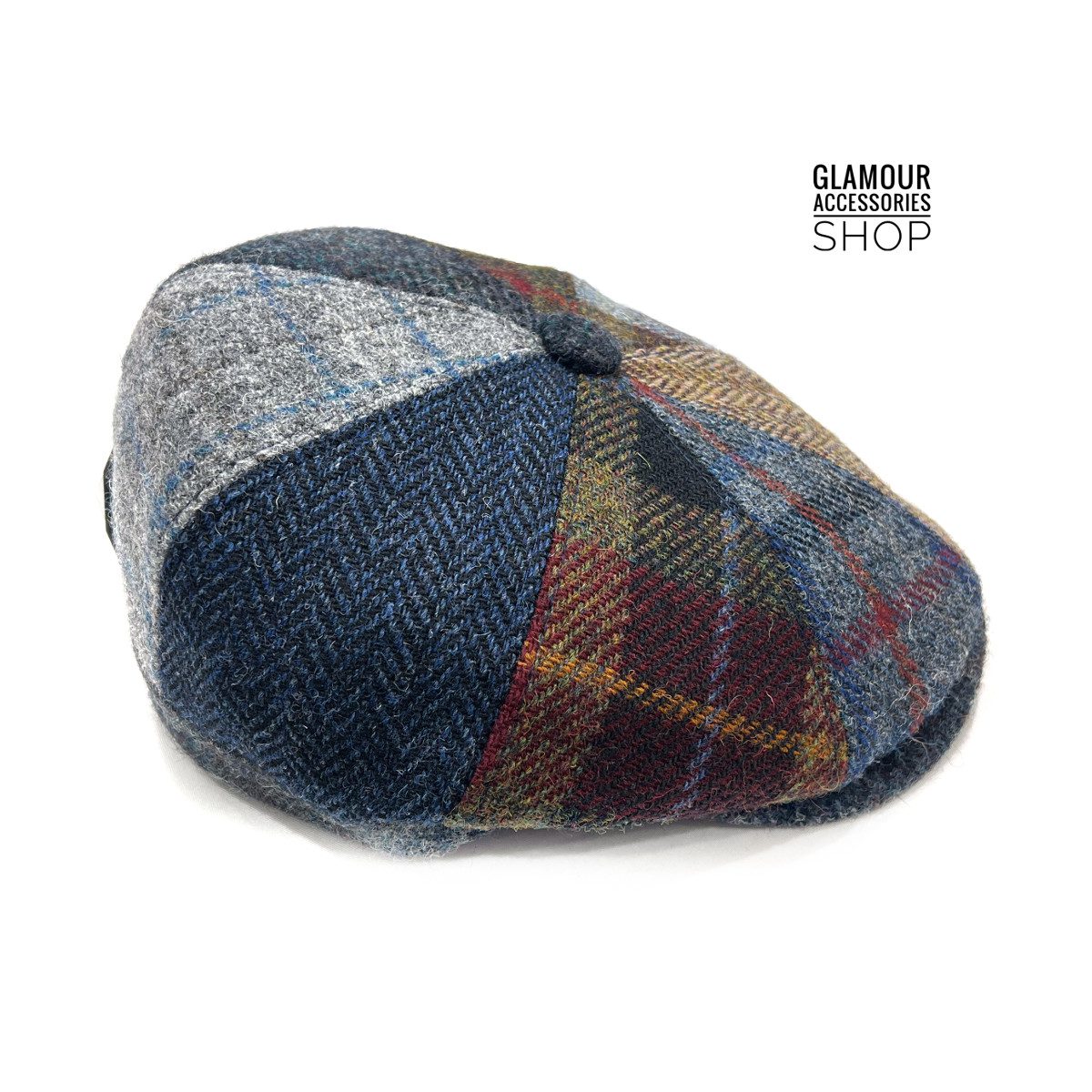 Coppola cappello invernale uomo donna patchwork 8 spicchi Harris Tweed MADE IN ITALY multicolor - immagine 5