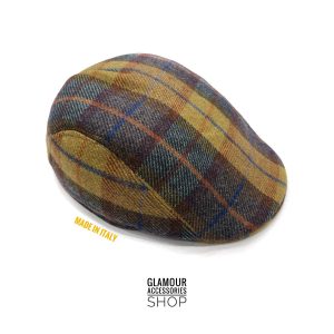 Cappello Coppola invernale uomo donna stile inglese multicolor quadri MADE IN ITALY Ethan