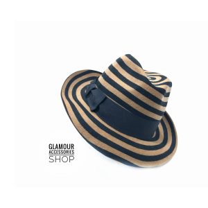 Cappello donna fedora in lana righe artigianale made in Italy bicolor Frida