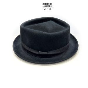 Cappello invernale uomo donna lana Pork Pie Hat Coven Garden ALL BLACK MADE IN ITALY