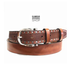 Cintura uomo donna vera pelle MADE IN ITALY puntale laserato borchiato