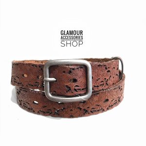 Cintura vera pelle laserata fibia retro quadrata MADE IN ITALY Yama