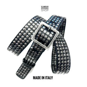 Cintura uomo donna vera pelle borchiata Hipster vintage motociclista  MADE IN ITALY Kiddo