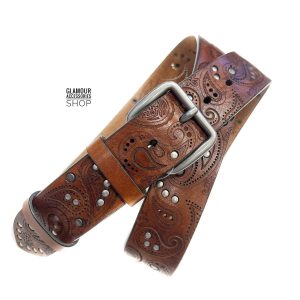 Cintura uomo donna vera pelle vintage laserata borchiata Viareggio MADE IN ITALY