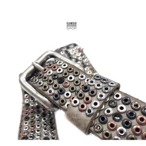 Cintura uomo donna vera pelle borchie forate MADE IN ITALY Spello