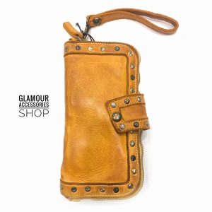 portafoglio pelle made in Italy borchiato con laccetto