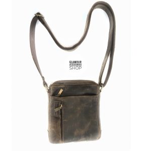 tracolla piccola multizip pelle vintage artigianale italiano retro industrial