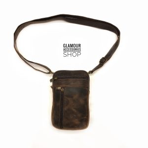 tracolla pelle mini multizip vintage artigianale italiano retro industrial