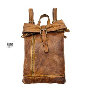 Zaino mini uomo donna artigianale  vera pelle vintage 3 zip MADE IN ITALY